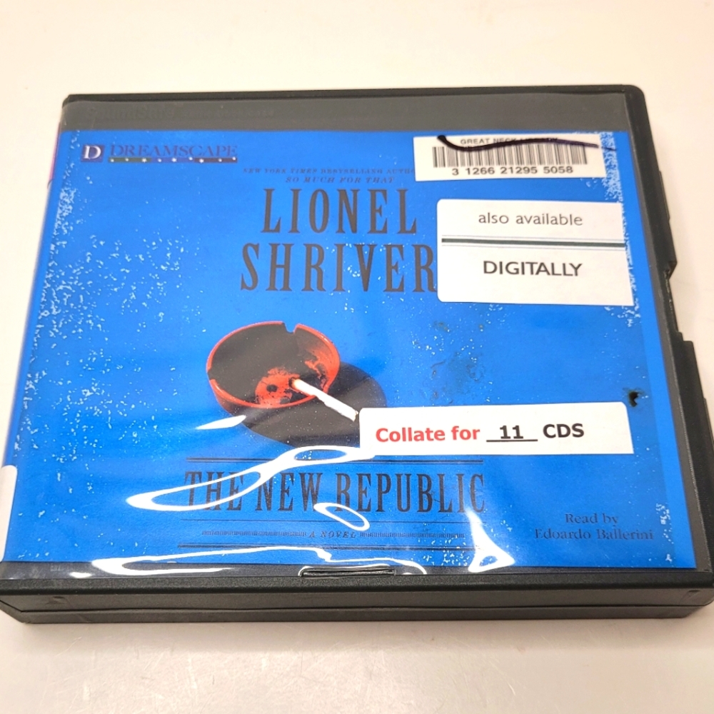 3 for $15 The New Republic a novel by Lionel Shriver Audiobook on CDs Ex-Library